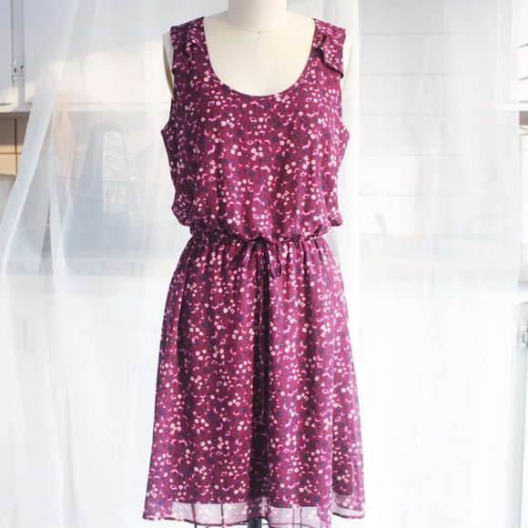Flower pattern adjustable waist summer dress - Picture 1 of 8